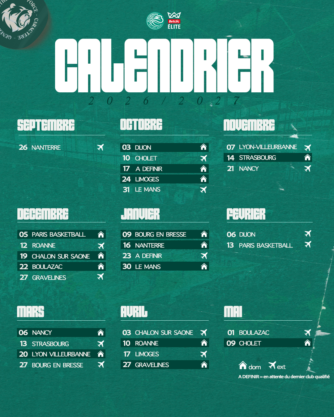 CALENDRIER SAISON 01